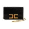 Schoudertassen ELISABETTA FRANCHI LIZARD EFFECT BLACK CROSSBODY BAG Black