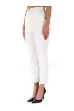 Elisabetta Franchi Broeken Cigarette Trousers In Double Layer Fabric White -Elisabetta Franchi Winkel 29924a6ec2783ec39a4f153783f138da