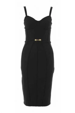Elisabetta Franchi Casual Jurken Midi Bustier Dress Black