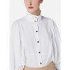 Elisabetta Franchi Longsleeve Shirts Cotton Blouse With Wide Sleeves White