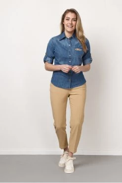 Spijkerblouses Elisabetta Franchi CJ17S21E2 192/blauw Blue -Elisabetta Franchi Winkel 2a11bd299c9fbce37ad46c09538597ea