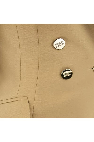 Elisabetta Franchi Blazers Fitted Jacket With Lapels Beige 1 Elisabetta Franchi Blazers Fitted Jacket With Lapels Beige