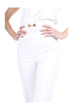 Elisabetta Franchi Wijde Broeken Trousers White -Elisabetta Franchi Winkel 2adf4e960db26736bd81057fa85b36bc