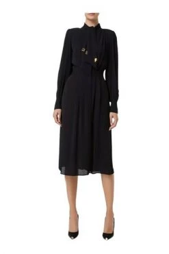 Elisabetta Franchi Casual Jurken Georgette Dress With Foulard Scarf Black
