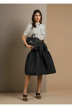 Elisabetta Franchi Midirokken Wide Ottoman Skirt Black