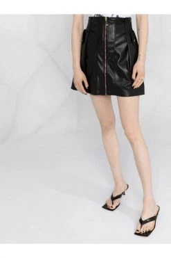 Elisabetta Franchi Leren & Suède Rokken Skirt Black