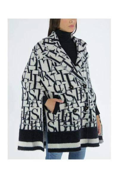 Elisabetta Franchi Poncho's Coats White 1 Elisabetta Franchi Poncho's Coats White