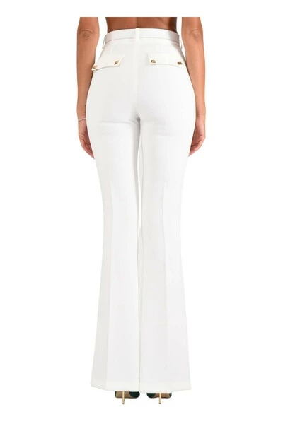 Vrijetijds Broeken ELISABETTA FRANCHI Flared Trousers White 1 Vrijetijds Broeken ELISABETTA FRANCHI Flared Trousers White