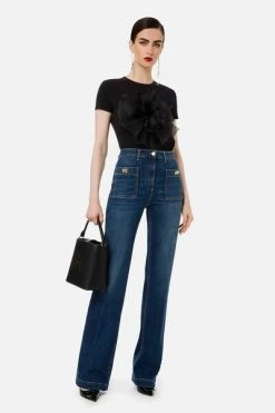 Elisabetta Franchi Boyfriend Jeans Wide Jeans Blue