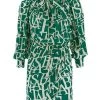 Elisabetta Franchi Casual Jurken All-Over Logo Butter Dress Green
