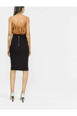 Elisabetta Franchi Midirokken Midi Skirt With Belt Black