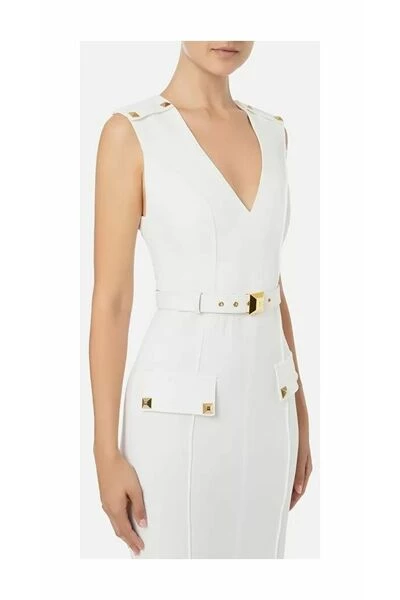 Elisabetta Franchi Casual Jurken Midi Dresses White 3 Elisabetta Franchi Casual Jurken Midi Dresses White - Afbeelding 3