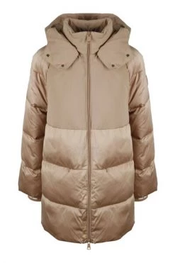 Elisabetta Franchi Gewatteerde Jassen Padded Quilted Coat With Removable Hood Beige