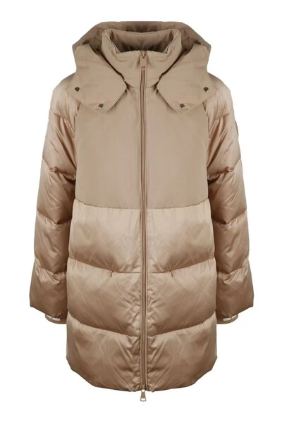 Elisabetta Franchi Gewatteerde Jassen Padded Quilted Coat With Removable Hood Beige 1 Elisabetta Franchi Gewatteerde Jassen Padded Quilted Coat With Removable Hood Beige