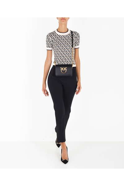 Elisabetta Franchi Wijde Broeken Stretch Cropped Trousers With Studs Black 1 Elisabetta Franchi Wijde Broeken Stretch Cropped Trousers With Studs Black