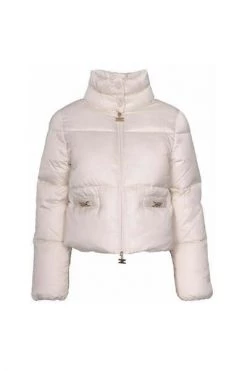 Elisabetta Franchi Gewatteerde Jassen Padded Crop Down Jacket Beige