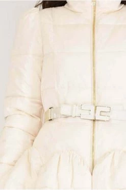 Elisabetta Franchi Parka Jassen Circle Quilted Coat With Logo Belt White -Elisabetta Franchi Winkel 34016a3a70d1c31fc21dbe70b9b6e2f4