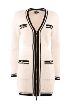 Elisabetta Franchi Casual Jurken Mini Dress In Knit Fabric With Zip And Contrasting Colour Beige -Elisabetta Franchi Winkel 3435e9c6215225a488b384b00a1361cc