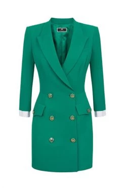 Elisabetta Franchi Casual Jurken Coat Dress With Shirt Effect Sleeves Green -Elisabetta Franchi Winkel 34744a0afb09b934d12ce1ed55c0e53b