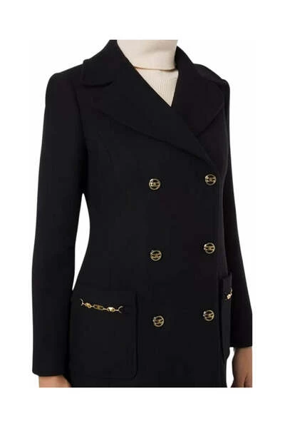 Elisabetta Franchi Trenchcoats & Mantels Double Breasted Coat Black 3 Elisabetta Franchi Trenchcoats & Mantels Double Breasted Coat Black - Afbeelding 3