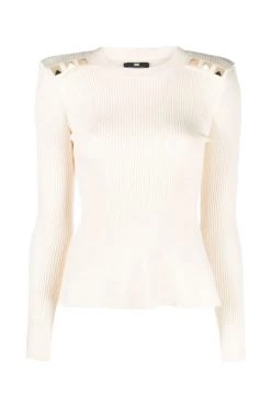 Elisabetta Franchi Sweaters Round-neck Knitwear Beige -Elisabetta Franchi Winkel 351e726f7a9b2ac26e99a758541af04c