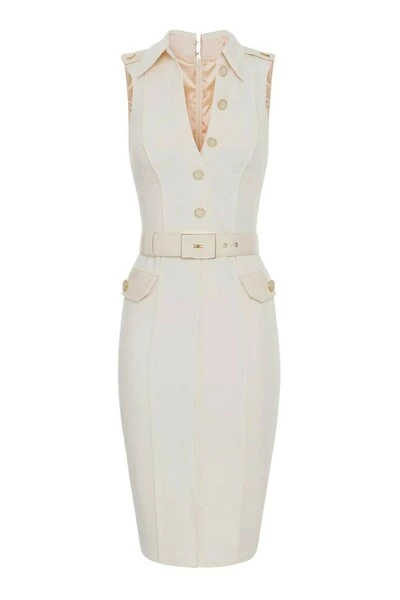 Elisabetta Franchi Casual Jurken Midi Dresses Beige 3 Elisabetta Franchi Casual Jurken Midi Dresses Beige - Afbeelding 3