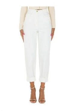 Elisabetta Franchi Boyfriend Jeans Trousers White