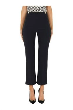 Elisabetta Franchi Wijde Broeken Stretch Cropped Trousers With Studs Black 7 Elisabetta Franchi Wijde Broeken Stretch Cropped Trousers With Studs Black -Elisabetta Franchi Winkel 373c9092642cb737b6fb7657b260b3ab