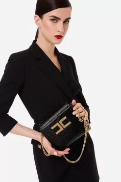 Elisabetta Franchi Schoudertassen SQUARE BAG WITH SHOULDER STRAP Black