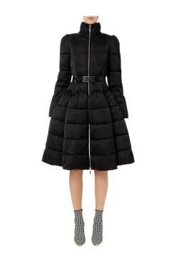 Elisabetta Franchi Parka Jassen Circle Quilted Coat With Logo Belt Black -Elisabetta Franchi Winkel 3a1a97e23d7384d9fa3eed487e8567b2