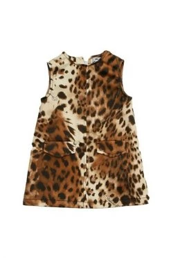 Elisabetta Franchi Jurken Maculed Satin Chips Brown