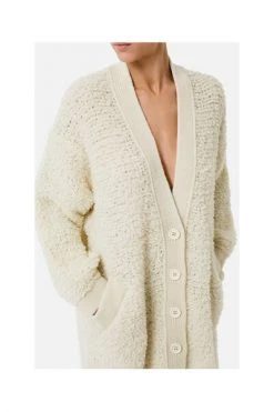 Elisabetta Franchi Vesten Over Fitting Knit Coat Beige