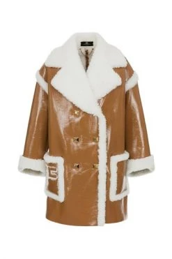 Elisabetta Franchi Trenchcoats & Mantels Double-Breasted Coats Brown -Elisabetta Franchi Winkel 3fa625d4ca0d314c92144341a478e124