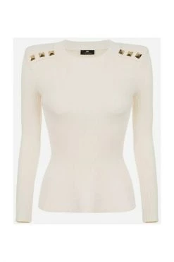 Elisabetta Franchi Sweaters Round-neck Knitwear Beige -Elisabetta Franchi Winkel 3fb3ad3aa77056f3b4605022b2ae17d4