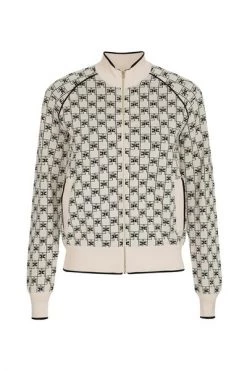 Elisabetta Franchi Hoodies & Sweatvesten Monogram Bomber Jacket White -Elisabetta Franchi Winkel 3ff24de06f6192bcc6723730b9916e86