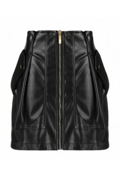 Elisabetta Franchi Leren & Suède Rokken Skirt Black -Elisabetta Franchi Winkel 403959f553a326473b06ad6031089d98