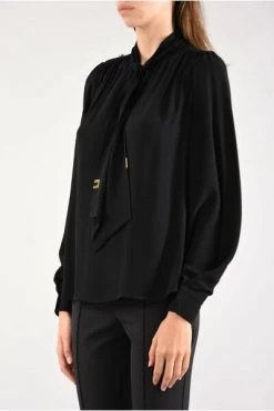 Elisabetta Franchi Longsleeve Shirts Blouse Met Lichtgouden Initialen Black -Elisabetta Franchi Winkel 414bdfedefe2f5f68e8b76668a6fdd7d