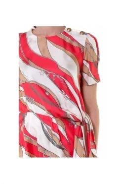 Elisabetta Franchi Casual Jurken Short Foulard Print Dress With Fusciacca Red