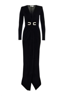 Elisabetta Franchi Jurken Draped Red Carpet Dress Black -Elisabetta Franchi Winkel 4310b20c50bffbf55bdccab7eaba5214