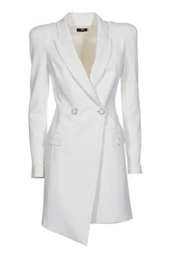 Elisabetta Franchi Casual Jurken Asymmetric Coat Dress White
