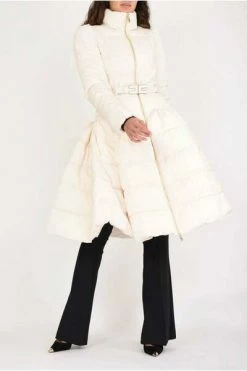 Elisabetta Franchi Parka Jassen Circle Quilted Coat With Logo Belt White -Elisabetta Franchi Winkel 444a84c9c6391969a041db321e262298