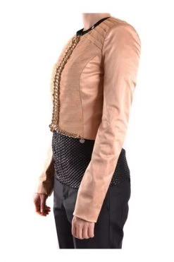 Elisabetta Franchi Leren En Suède Jassen Jas Beige