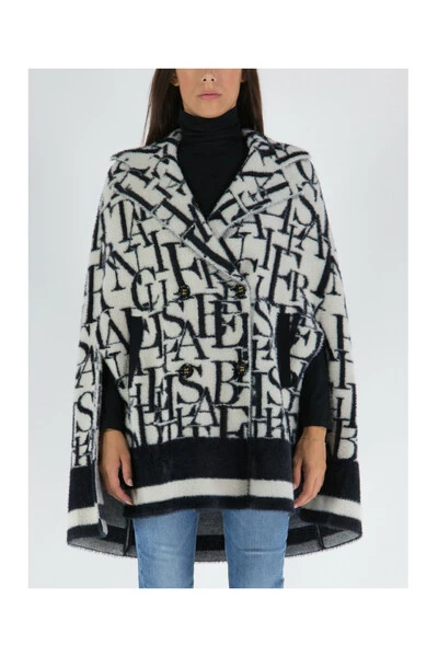 Elisabetta Franchi Poncho's Coats White 5 Elisabetta Franchi Poncho's Coats White - Afbeelding 5