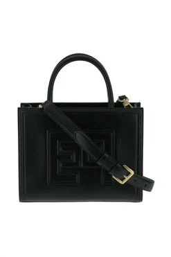 Elisabetta Franchi Handtassen Small Hand Held Shopper Bag With Logo And Embossed Profiles Black