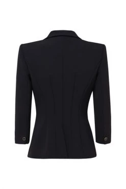 Elisabetta Franchi Blazers Crêpe Jacket Black -Elisabetta Franchi Winkel 462e2fc73844709225d7b9f1ba3dc931