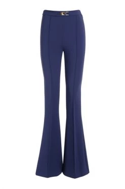Elisabetta Franchi Wijde Broeken Trousers Blue