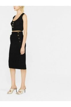 Elisabetta Franchi Midirokken Midi Skirt Black