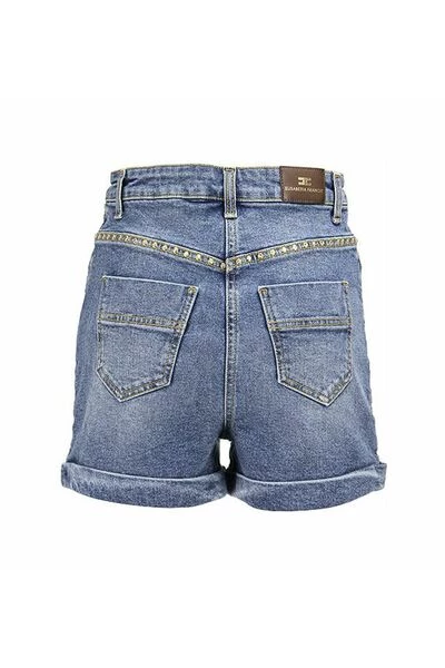 Elisabetta Franchi Denim Shorts Korte Broek Blue 1 Elisabetta Franchi Denim Shorts Korte Broek Blue