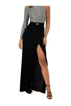 Elisabetta Franchi Maxi Rokken Crossed Long Skirt With Drape Black -Elisabetta Franchi Winkel 4931139e5a1859259dfcdb5634eebd10