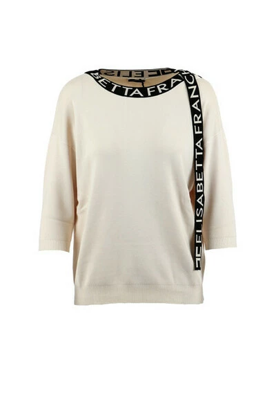 Elisabetta Franchi Sweaters Round-neck Knitwear Beige 1 Elisabetta Franchi Sweaters Round-neck Knitwear Beige